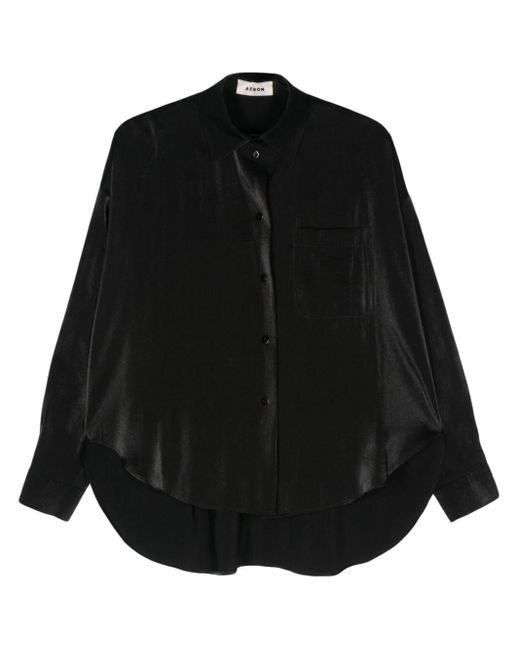 Aeron Black Magnolia Iridescent-satin Shirt