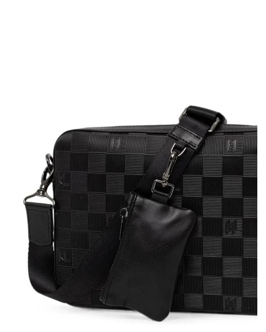 Karl Lagerfeld Black Monogram-Pattern Messenger Bag for men