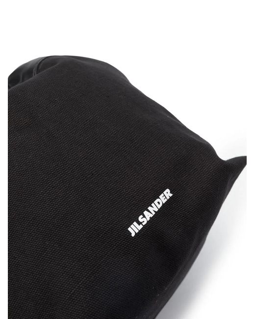 Jil Sander Black Logo Drawstring Shoulder Bag