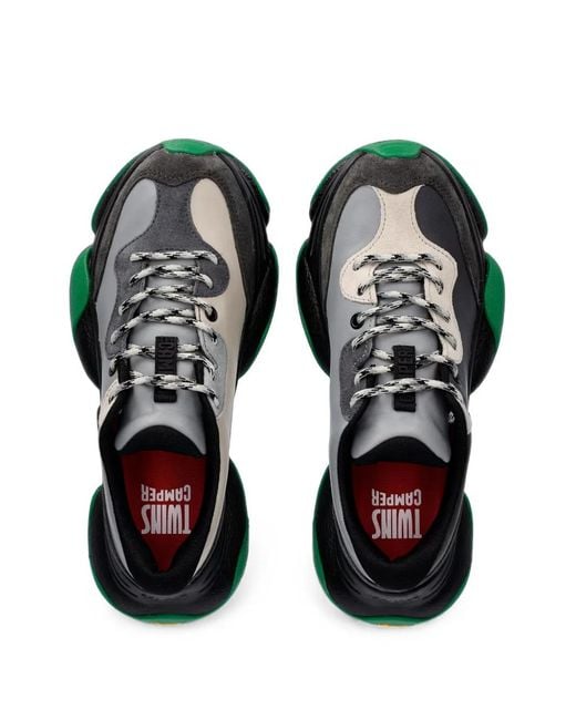 Camper Black Twins Panelled Leather Low-Top Sneakers