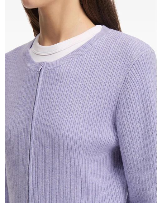 B+ AB Purple Ribbed-Knit Cardigan