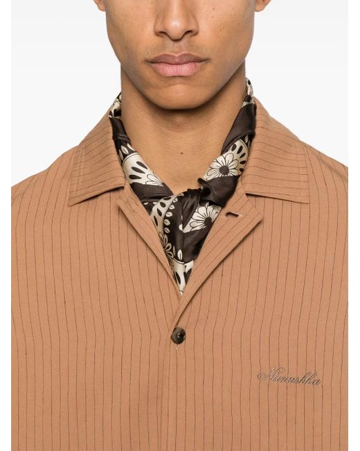Nanushka Brown Pinstriped Shirt for men