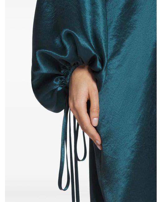 Lanvin Blue Satin-Finish Midi Dress