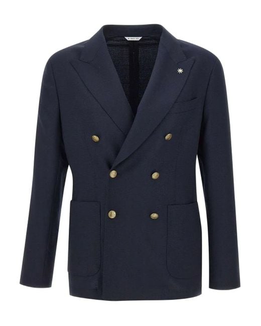 Manuel Ritz Blue X Marzotto Wool Blazer for men