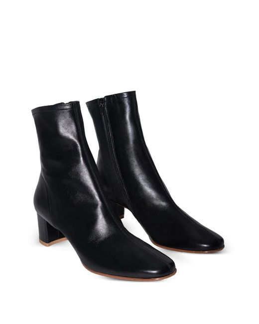 By Far Black Sofia Square-Toe Block-Heel Boots