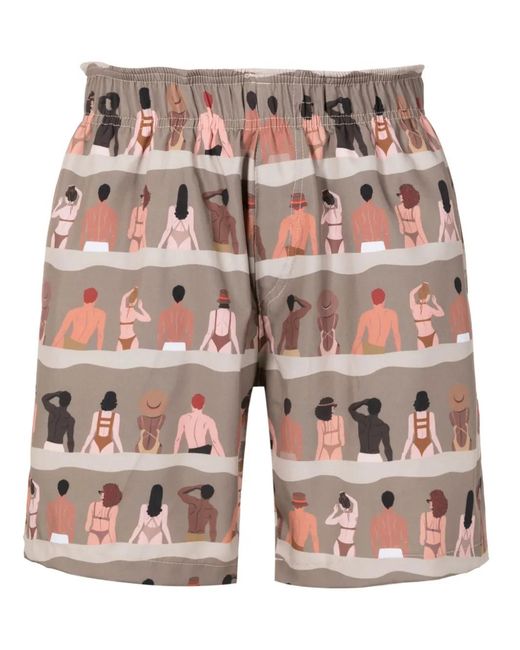 Amir Slama Brown Graphic-Print Shorts for men
