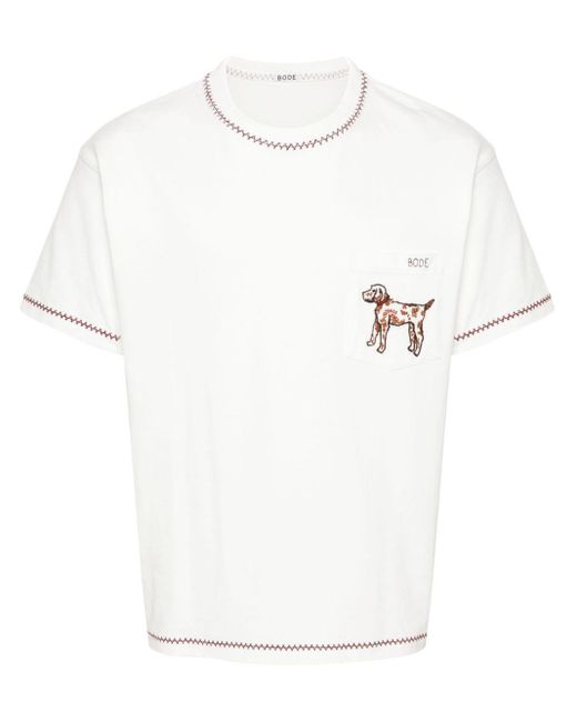 Bode White Griffon Pocket Cotton T-shirt for men