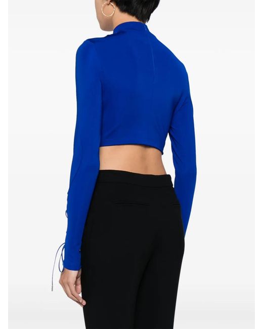 Off-White c/o Virgil Abloh Blue Lace-Up Crop Top