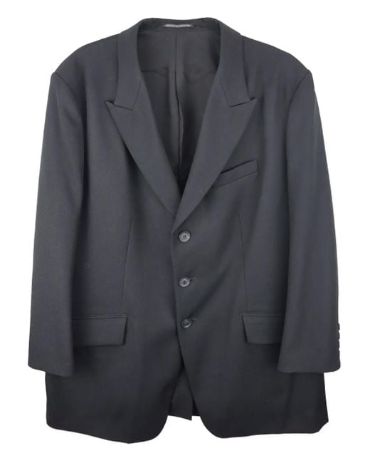 Yohji Yamamoto Black Three-Button Wool Blazer for men