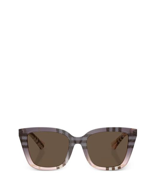 Burberry Gray Square-Frame Checked Sunglasses