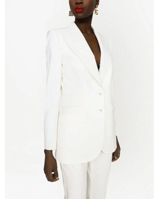 Dolce & Gabbana White Two-Way Stretch Wool Jacket