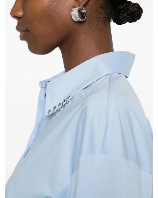 Patrizia Pepe Blue Hoop-Detail Shirt