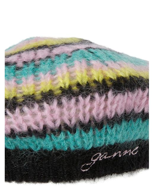 Ganni Blue Striped Beret