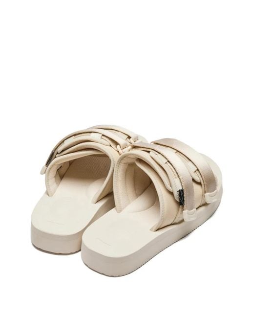 Suicoke White Moto Strap-Detail Sandals