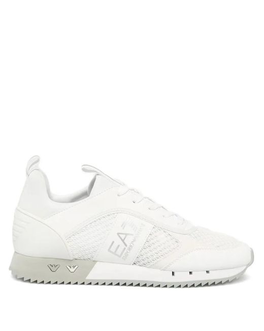 EA7 White Mesh-Panelled Sneakers