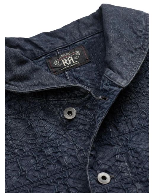 RRL Blue Textured Button-Up Jacket for men
