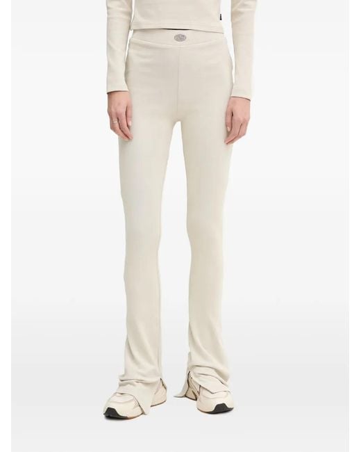 Alpha Industries Natural Logo-Plaque Split-Hem Flared Trousers