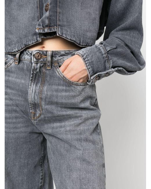 3x1 High-waist Wide-leg Jeans in Gray | Lyst