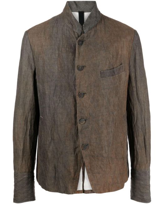 Forme D'expression Brown Distressed Cotton Shirt for men