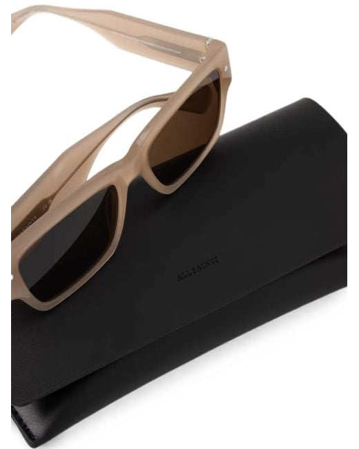 AllSaints Brown Iggy Rectangle-Frame Sunglasses