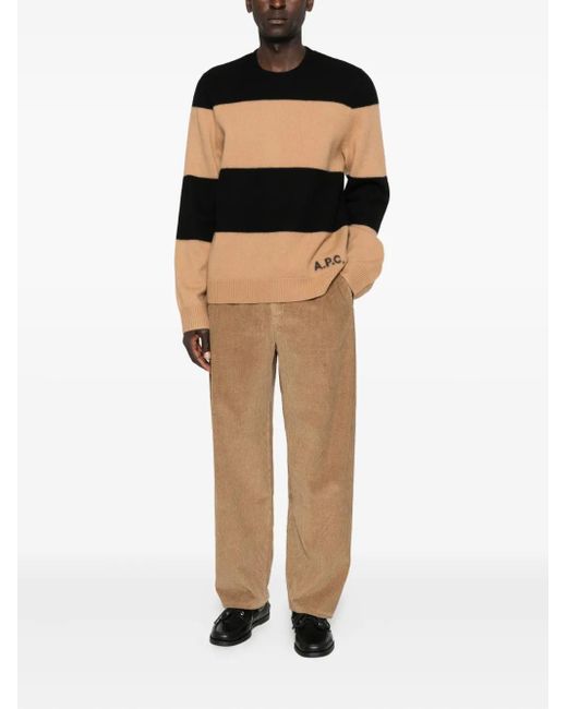 A.P.C. Black Striped Cashmere Sweater for men