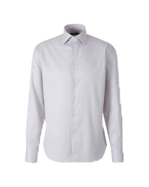 Canali Gray Micro-Check Long-Sleeve Shirt for men
