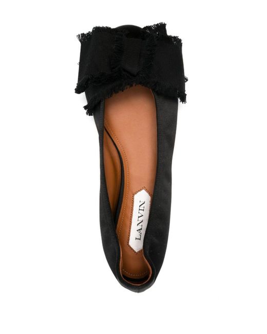 Lanvin Black Bow-embellished Ballerina Shoes
