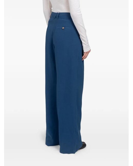 Minimum Blue Lunay Pleated Wide-Leg Trousers