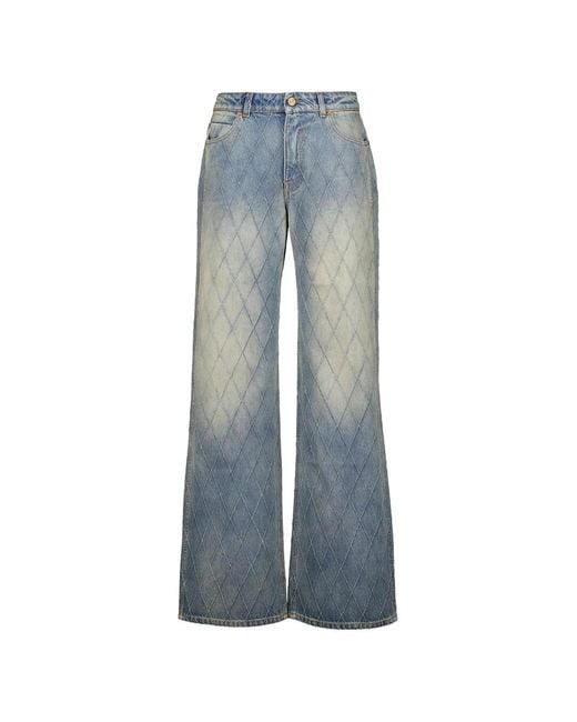 Balmain Blue Quilted Faded Jeans