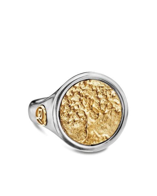 David Yurman Metallic 18Kt And Sterling Life And Death Duality Signet Ring (20Mm) for men