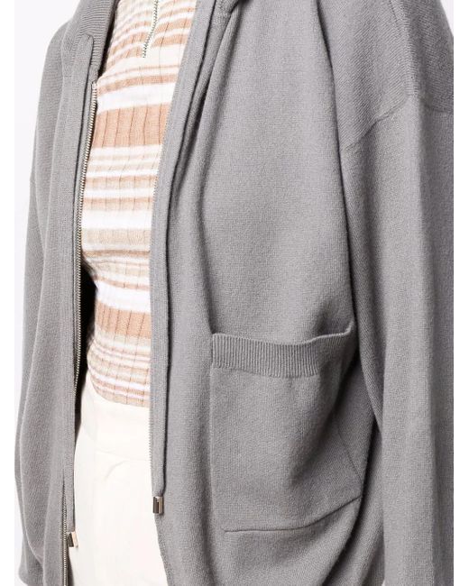 Malo Gray Zip-Up Cashmere-Blend Hoodie