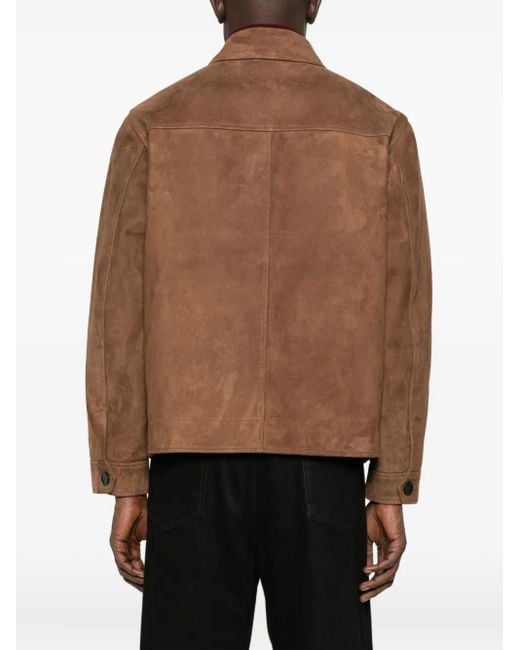 Lardini Brown Button-Fastening Flap-Pocket Jacket for men