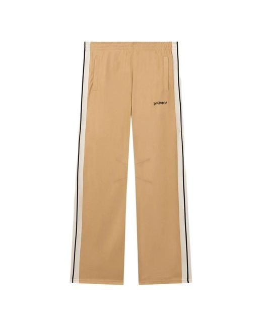 Palm Angels Natural Logo-Print Side-Stripe Track Pants for men