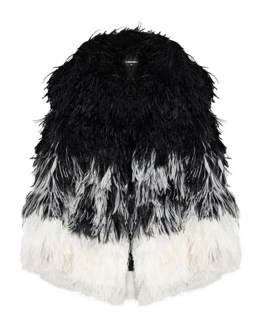 DSquared² Black Feather-Trimmed Jacket