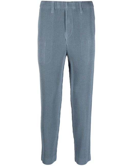 Homme Plissé Issey Miyake Blue Kersey Plissé Straight-Leg Trousers for men