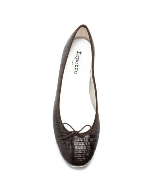 Repetto Brown Lizard-Effect Bow-Detail Pumps