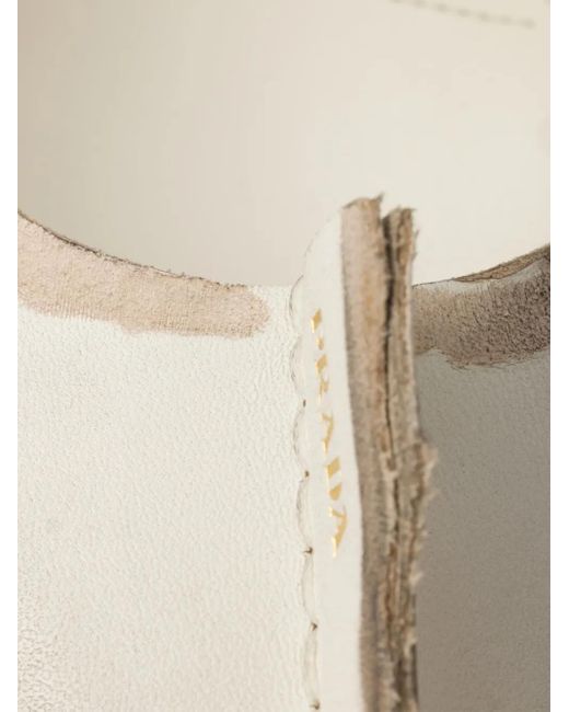 Prada White 85Mm Antiqued Leather Pumps