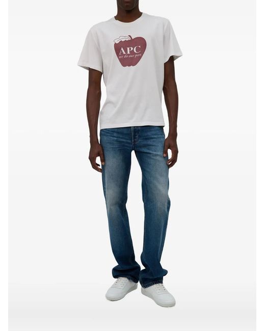A.P.C. Blue Graphic-Print T-Shirt for men