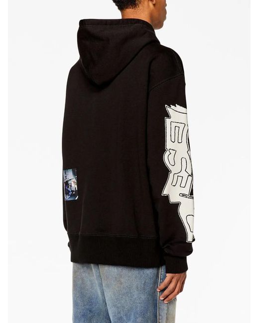 DIESEL Black Macs-L3 Cotton Hoodie for men