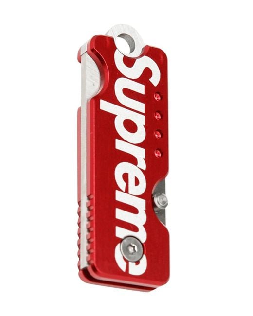 Couteau de poche à logo Supreme pour homme en coloris Red