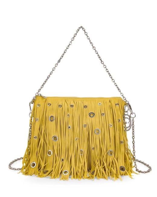 La Carrie Metallic Night Edition Fringed Eyelet-Embellished Shoulder Bag