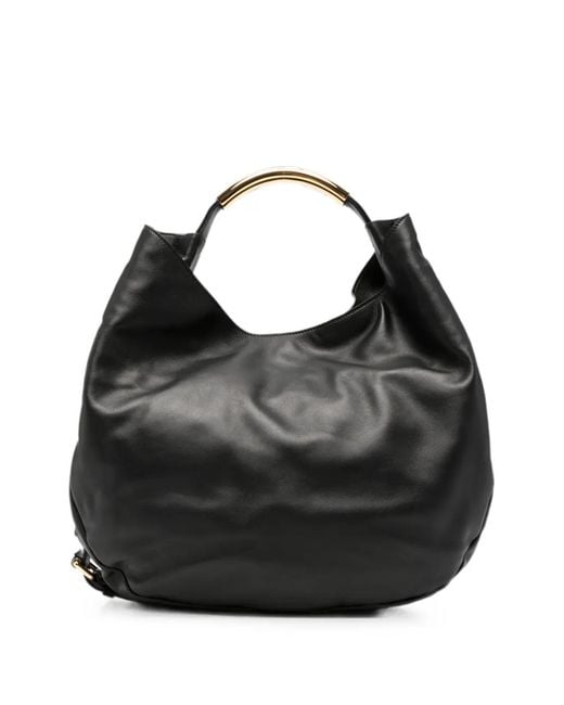 Moschino Black Logo-Plaque Tote Bag