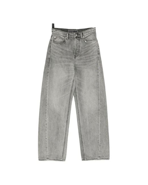 Alexander Wang Gray Faded Wide-Leg Jeans