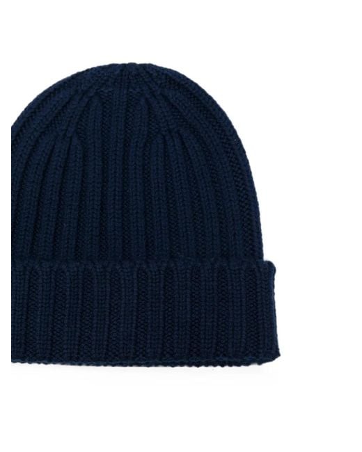 Aspesi Blue Ribbed-Knit Hat for men