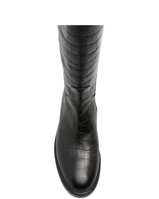 ADRIANNA FERETTI Black Crocodile-Effect Over-The-Knee Boots