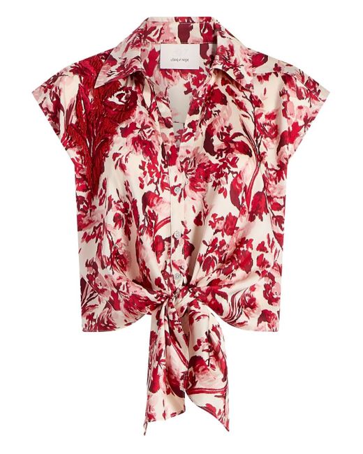 Cinq À Sept Mouwloze Blouse Met Bloemenprint in het Red