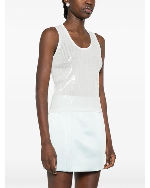 Twinset White Knit Top With Sequins