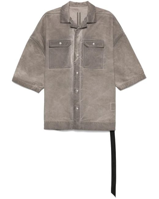 Rick Owens Gray Gunmetal Relaxed Fit Shirt With Button-Fastening Pockets for men