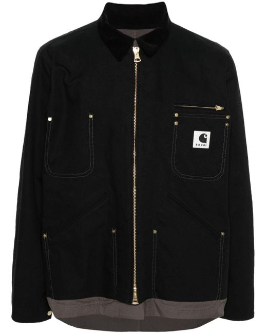 Sacai Black Contrasting-trim Cotton Jacket for men