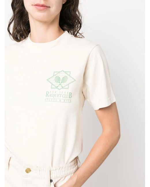 Sporty & Rich White Graphic-Print Cotton T-Shirt